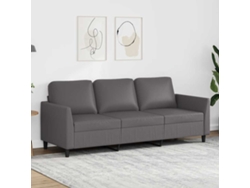 Sofá De 3 Plazas | Sofá De Salón | Sofá De Descanso De Cuero Sintético Gris 180 Cm