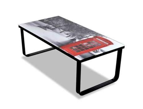 MAISON EXCLUSIVE - Mesa de centro superficie de vidrio con foto de cabina inglesa