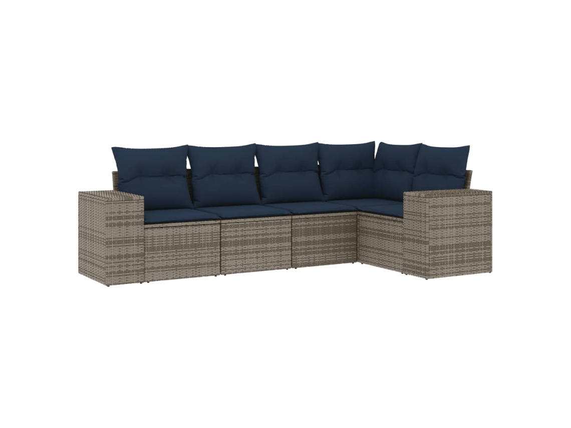 Maison Exclusive - Conjunto De Sofá De Jardín De 5 Piezas Con Cojines, Poliratán Gris