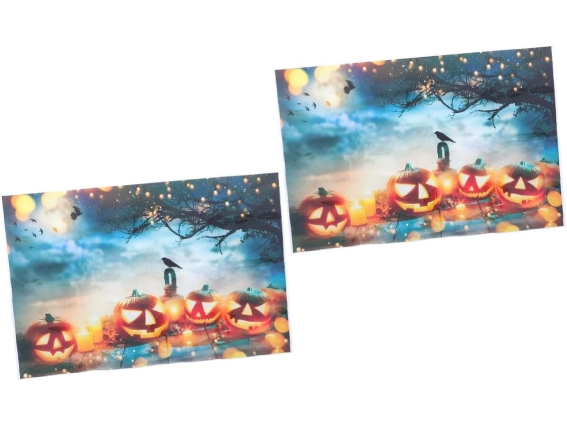 Fondo Fotográfico De Halloween De 2 Piezas Con Decoración Festiva De Murciélagos Y Luna