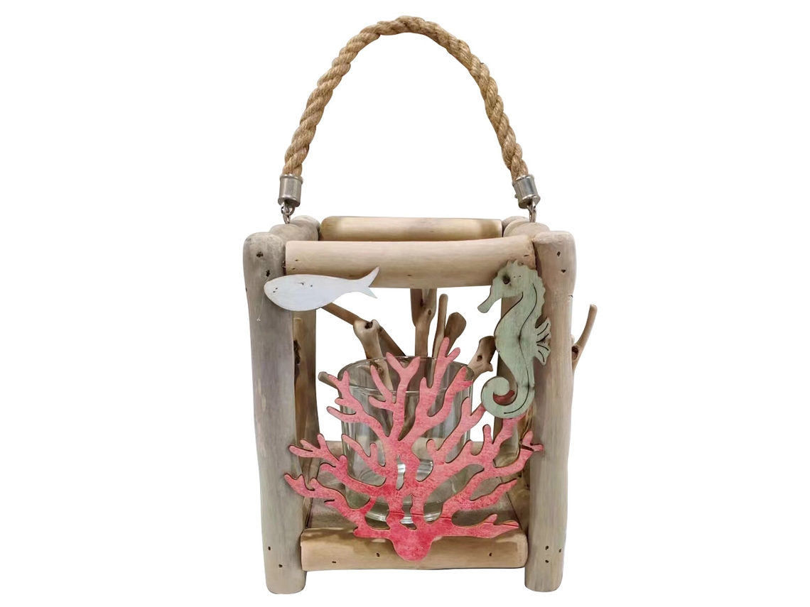 Portavelas SIGNES GRIMALT Peces Gris Madera 17x19x17 cm