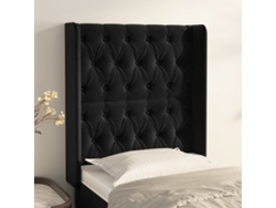 Cabecero Con Orejas De Terciopelo Negro 83x16x118/128 Cm