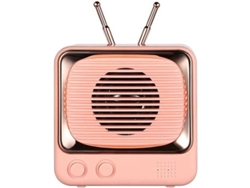 Altavoz Bluetooth Portátil Retro, Mini Radio Fm Con Tarjeta Tf Y Batería Recargable De 900 Mah, Rosa.