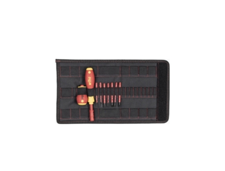 WIHA Juego de destornilladores y bits slimVario® ranurados, Pozidriv, PlusMinus/Pozidriv, de 10 unid., incl. bolsa plegable (41233)