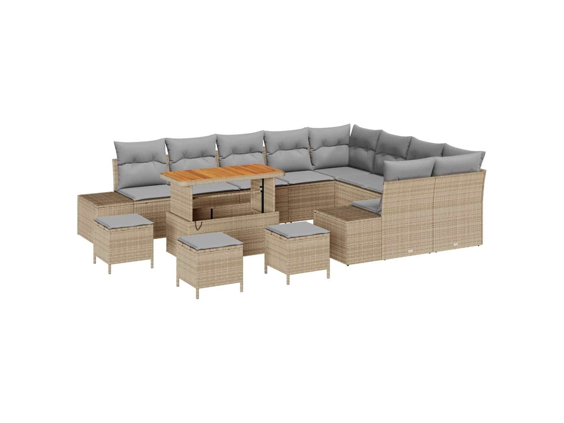 Maison Exclusive - Juego de sofás de jardín de ratán sintético beige de 13 piezas