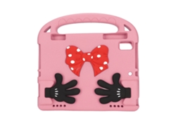 Funda universal para tablet infantil, antideslizante y anticaídas, con dibujos animados, color rosa claro y dorado.