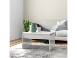 Mesa de centro HARLANV1 con detalles en madera, blanco brillante (68x50x38 cm)