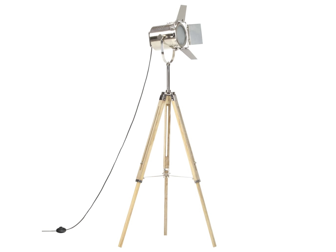 Lámpara Luminaria de Pie Trípode 140 cm Madera de Mango Maciza