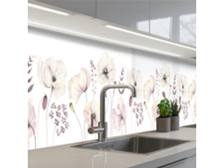 Paneles para salpicadero de cocina - Flores - Tonos pastel - Plantas - Blanco 350x60 cm