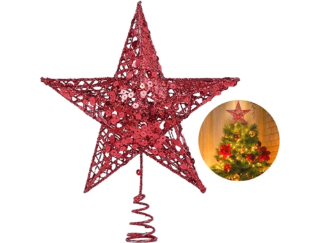 Adorno de estrella de árbol de Navidad, decoración de Navidad de 10 pulgadas, estrella de copa de árbol brillante para árbol de Navidad