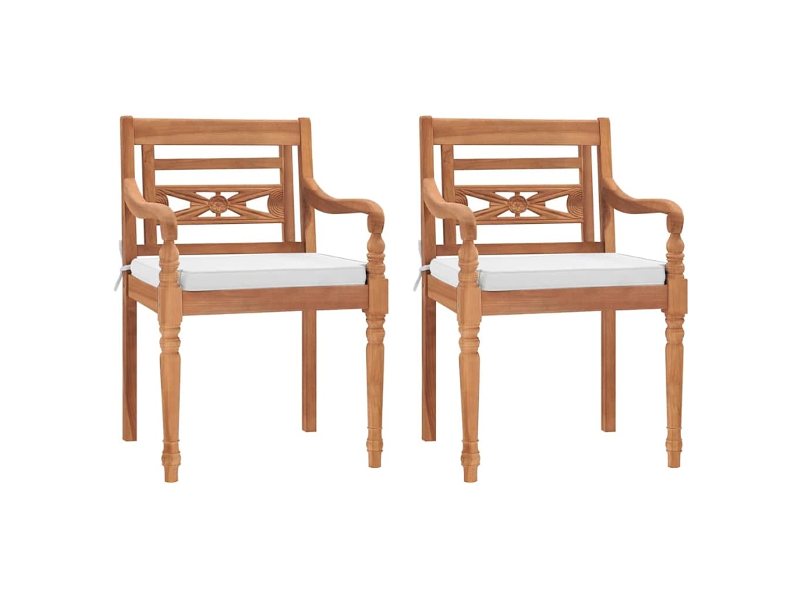 Sillas Batavia (2 piezas) con cojines, madera maciza de teca, Dkd Home Decor