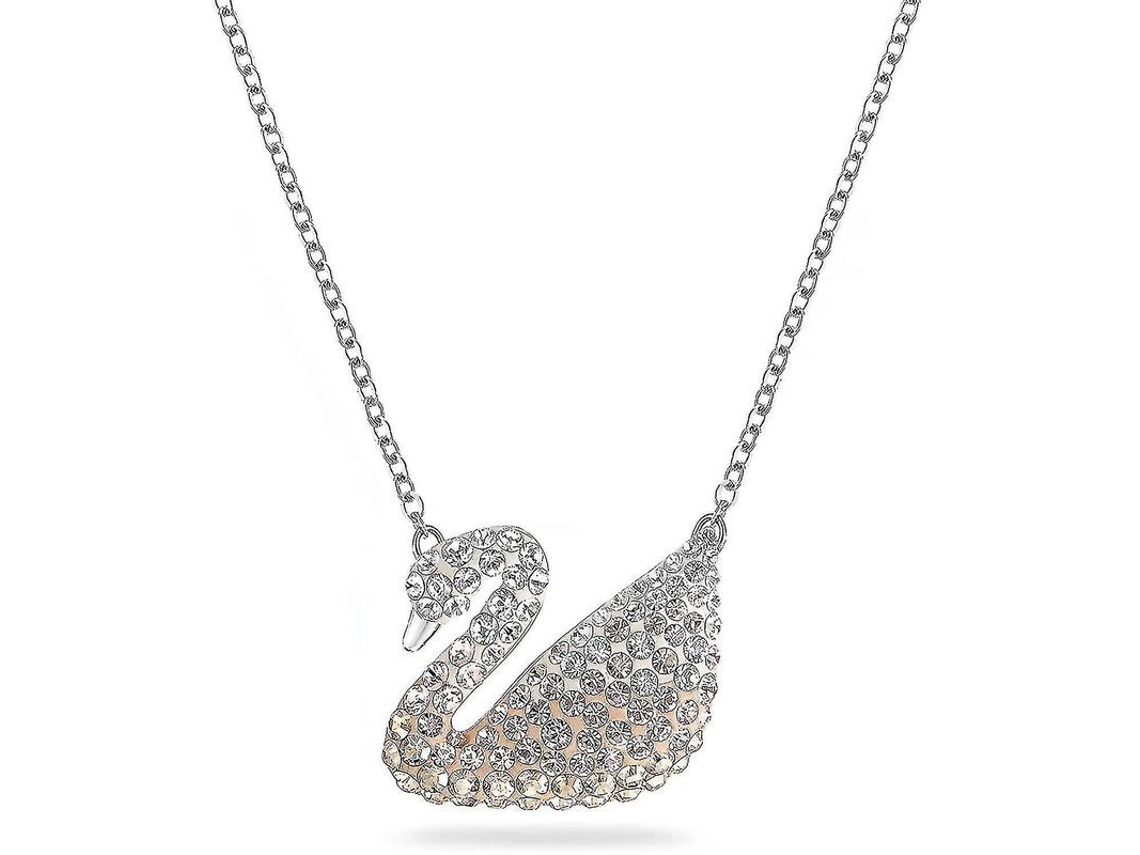 2026-collar Colección Cisne Icónico Para Mujer Con Cristales Negros Y Cadena Plateada En Tonos Dorado Rosa