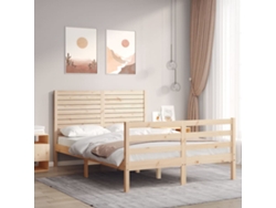 Cama De Matrimonio | Cama Para Adultos | Estructura De Cama Con Cabecero Madera Maciza 140x200 Cm