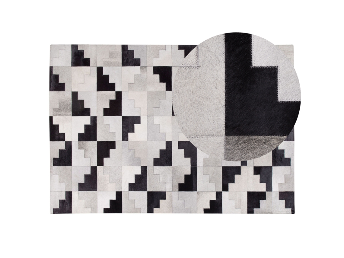 Alfombra BELIANI Efirli de Piel de vaca Gris 140x200