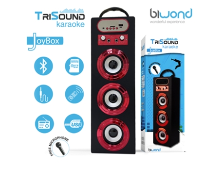 Biwond oybox Trisound Bluetooth Mando Ir Radio Tarjeta Micro Sd Usb Pantalla Led Mic Incluido Multicolor