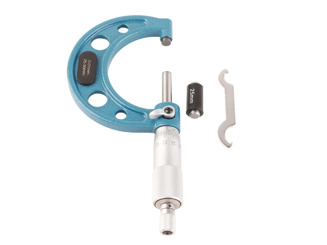Micrómetro Externo De Acero Inoxidable Con Llave, Herramienta De Medición De Espesor De Alta Precisión De 0,01 Mm (25-50 Mm).