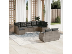 Pcs Conjunto Sofás P/ Jardim Com Almofadões Vime Pe Cinzento Dkd Home Decor