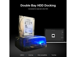 Base Docking De Disco Duro Usb 3.0 Para 2.5/3.5 Ide E Sata, Doble Bahía, Instalación Sin Herramientas