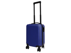 Maleta de cabina azul de 16 pulgadas fabricada en ABS resistente con 4 ruedas giratorias.