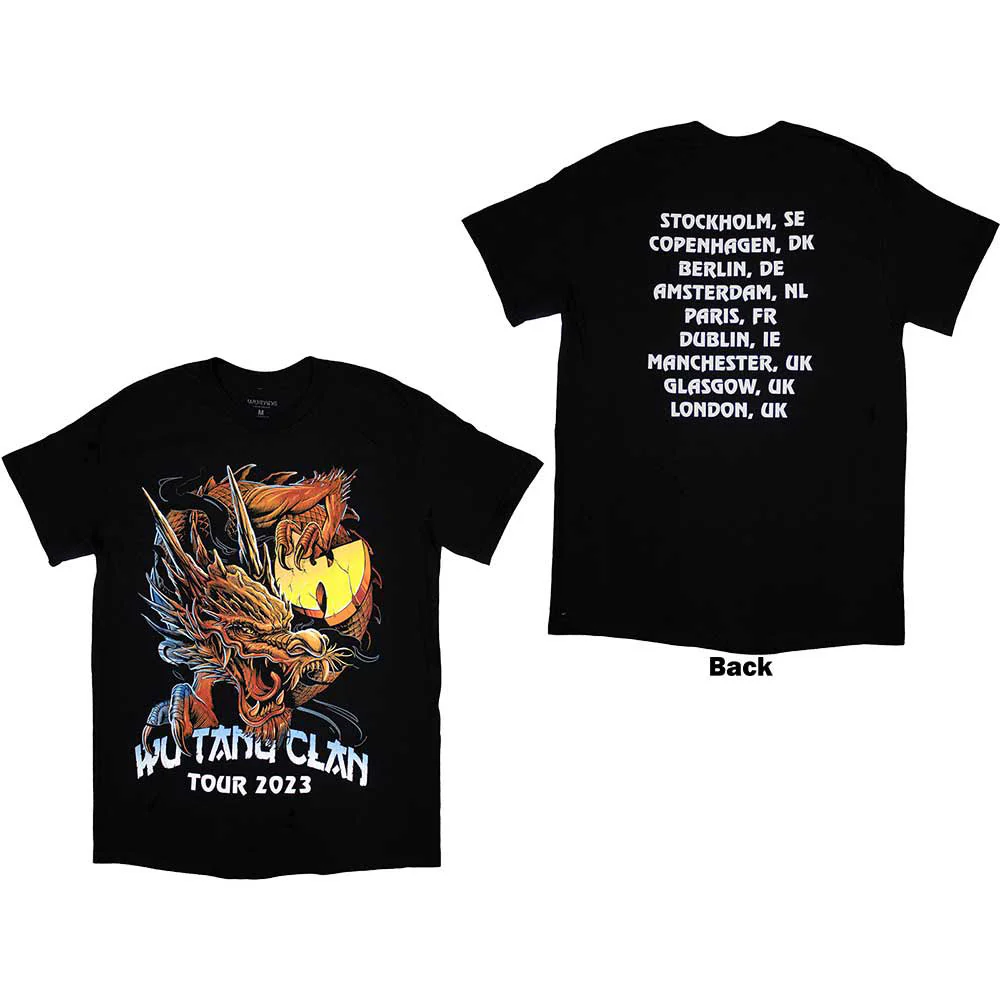 Rockinstone Wu Tang Clan Tour '23 Dragon Back Print Camiseta Classic（s）