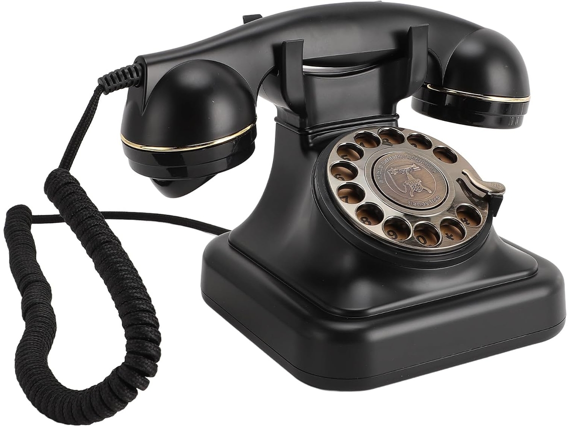 Teléfono Con Cable Retro Con Disco Giratorio Fijo Y Timbre Mecánico Para El Hogar Y