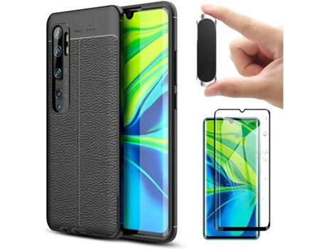 Carcasa, Protector y Soporte Xiaomi Mi Note 10 Pro Rugged Leather Negro