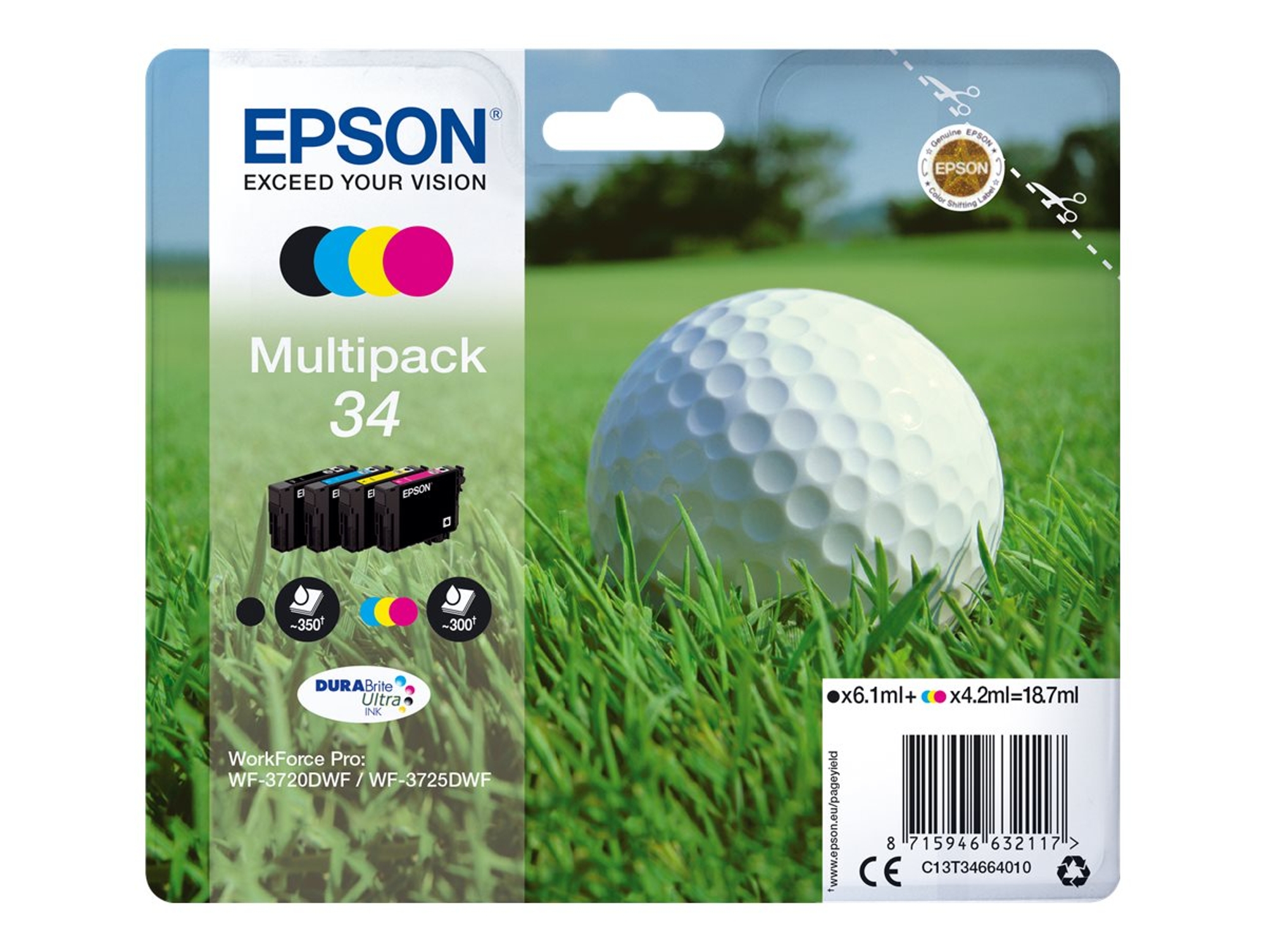 Pack ahorro cartuchos de tinta original EPSON 34, Bola de golf, C13T34664020, T3466