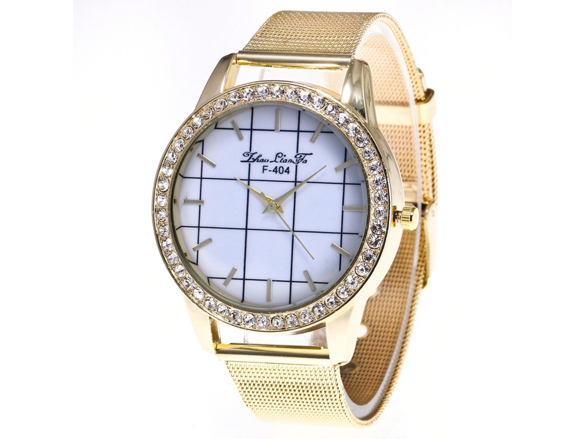 Reloj De Cuarzo Para Mujer Con Caja Delgada De Piel Sintética Color Oro Rosa Y Diamantes De Imitación Blancos.