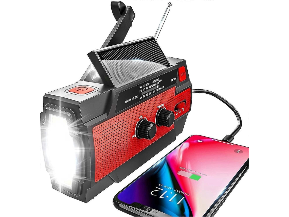 Radio de emergencia GOKOCO con energía solar, manivela, portátil y linterna.