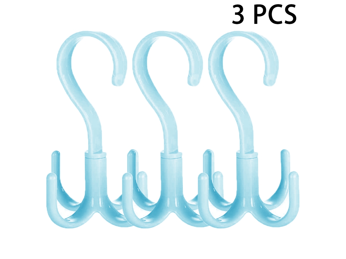 Organizador de armario giratorio de 3 piezas para bolsos, corbatas y cinturones, percha de plástico para bolsos, bufandas, cinturones y corbatas.