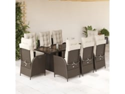 Juego de comedor de jardín de 9 piezas con cojines de mimbre marrón de DKD Home Decor