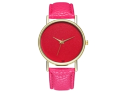 Reloj De Pulsera De Aleación Con Dial Redondo Analógico De Cuarzo (rojo Rosa)