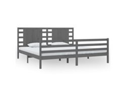Maison Exclusive - Estructura De Cama De Madera Maciza De Pino Gris 200x200 Cm