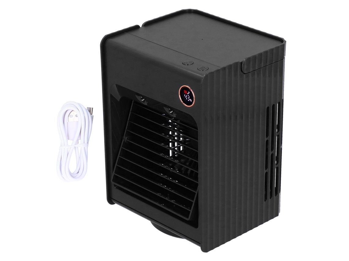 Ventilador humidificador oscilante USB 2 en 1 con luz - Negro