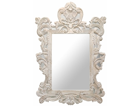 Espejo de pared DKD Home Decor Cristal Blanco Madera de mango Decapé (90 x 3 x 135 cm)