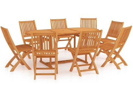 Conjunto 9 Conjunto de comedor de jardín VIDAXL madera maciza de teca
