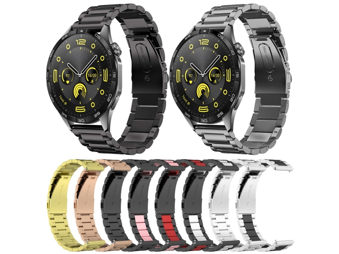 Correa de reloj inteligente para Huawei Watch GT4 46 mm Correa de reloj de  metal de acero inoxidable con tres cuentas (negro + plateado)