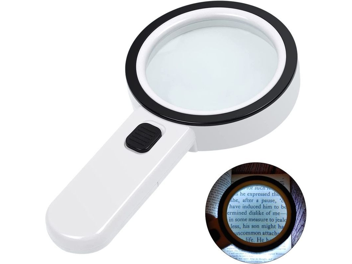 Lupa Con Luz, Lupa Portátil De 30 Aumentos Con 12 Led Para Personas Mayores Con Degeneración Macular.