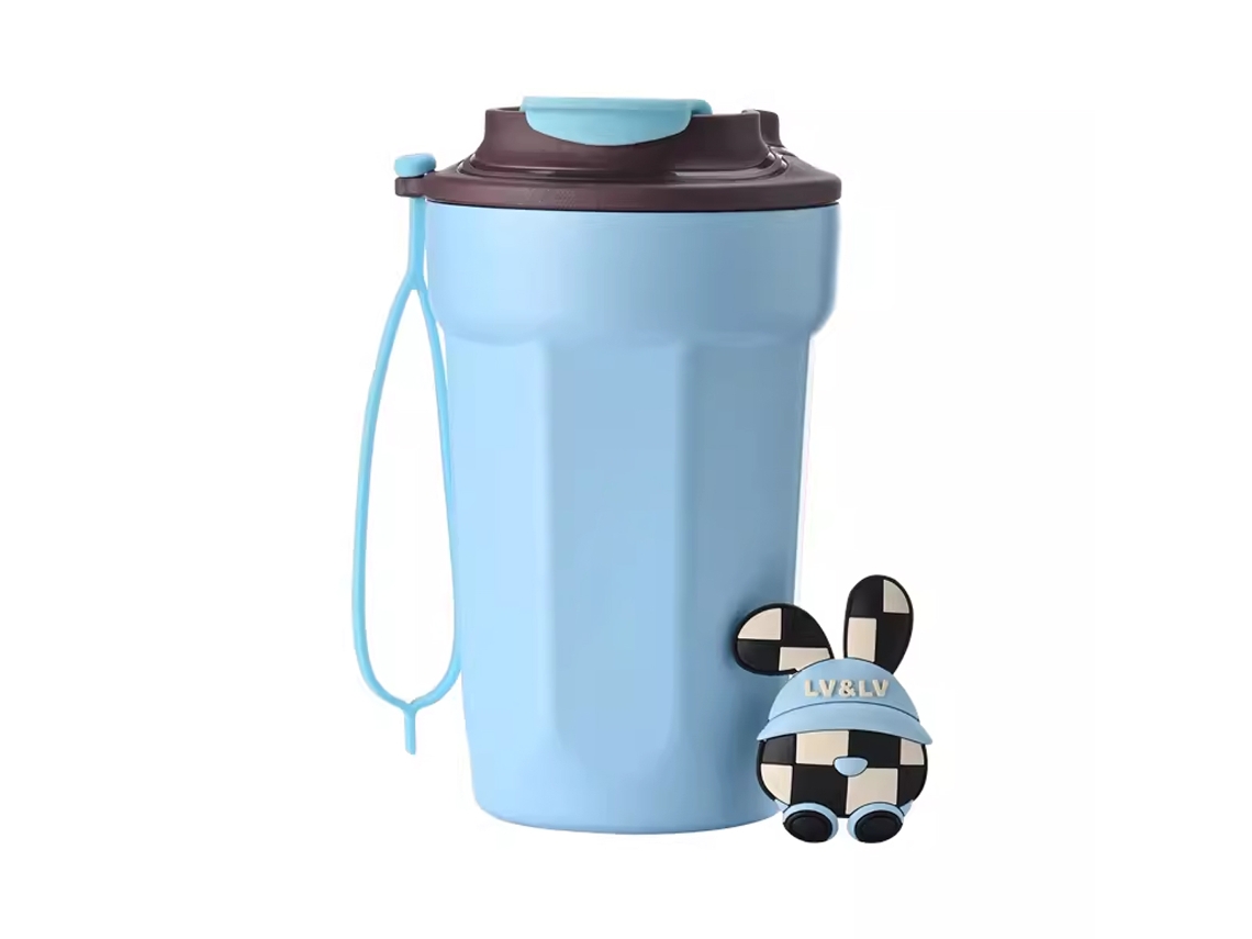 Taza térmica de acero inoxidable, color sólido, para niños y niñas, taza portátil NEVEANCE