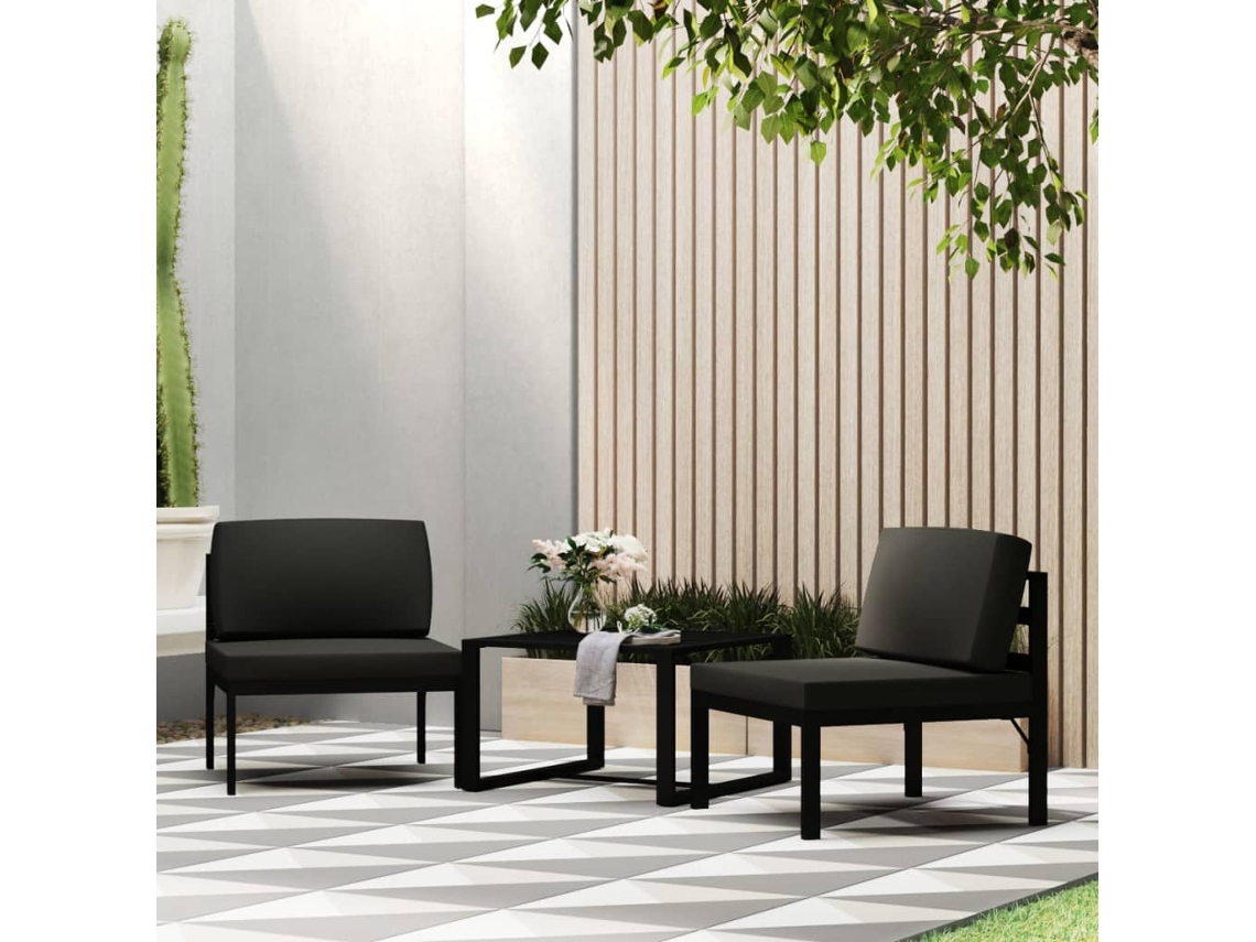 Conjunto De Sofás De 3 Uds | Sofá De Exterior Con Cojines Aluminio Antracita Wsd305048