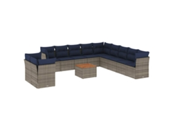 Conjunto de 12 sofás de jardín con cojines de mimbre y patas grises, MAISON EXCLUSIVE (90 x 200 cm)