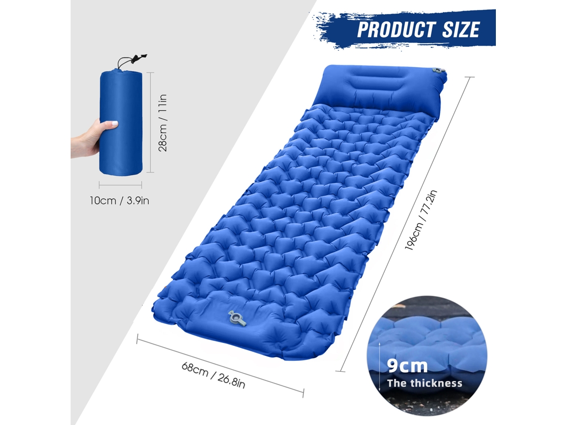 Colchón De Aire Portátil Ligero Con Almohada Para Acampar, Hacer Senderismo Y Nevera Portátil De Poliestireno Impermeable.