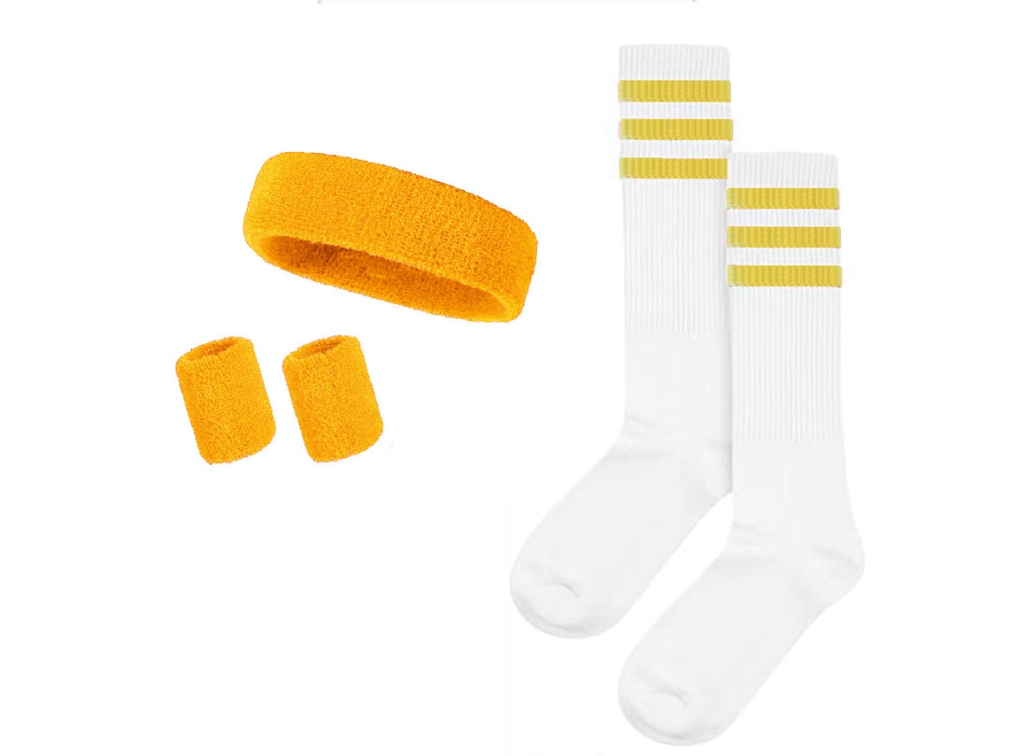 Conjunto completo Yuysan de diademas, muñequeras y calcetines deportivos elásticos y absorbentes del sudor para gimnasio y running - Naranja