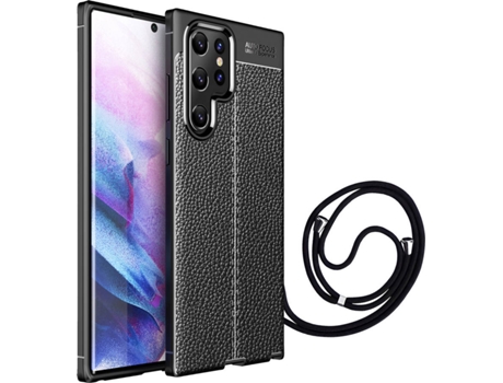 Funda Samsung S22 Ultra Rugged Leather con Cordon Negro