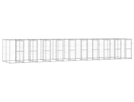 vidaXL Perrera de exterior de acero galvanizado 24,2 m²