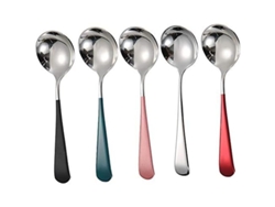 2026da-5 Cucharas De Sopa De Acero Inoxidable Para Café Helado Postres Hogar Cocina (blanco)