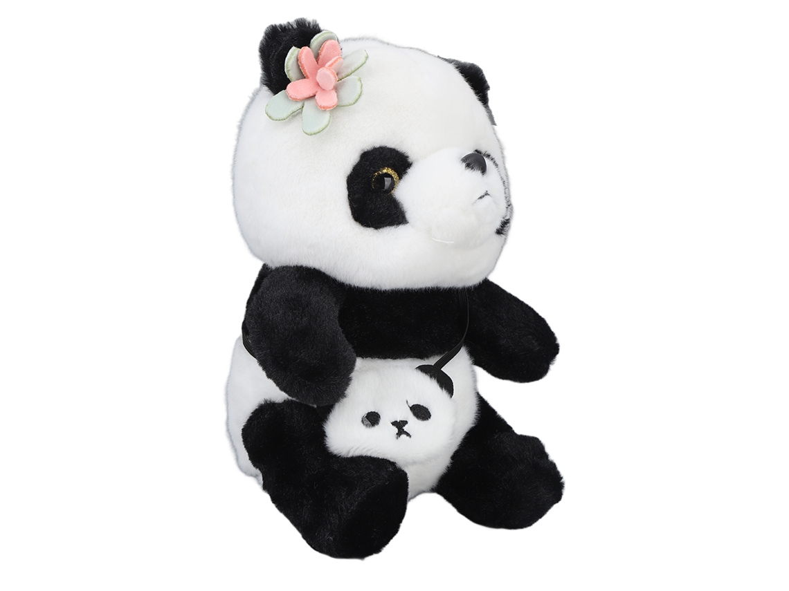 Peluche De Panda Adorable, Almohada Suave Y Lavable Con Decoración Floral, 25 Cm (9,8 Pulgadas)