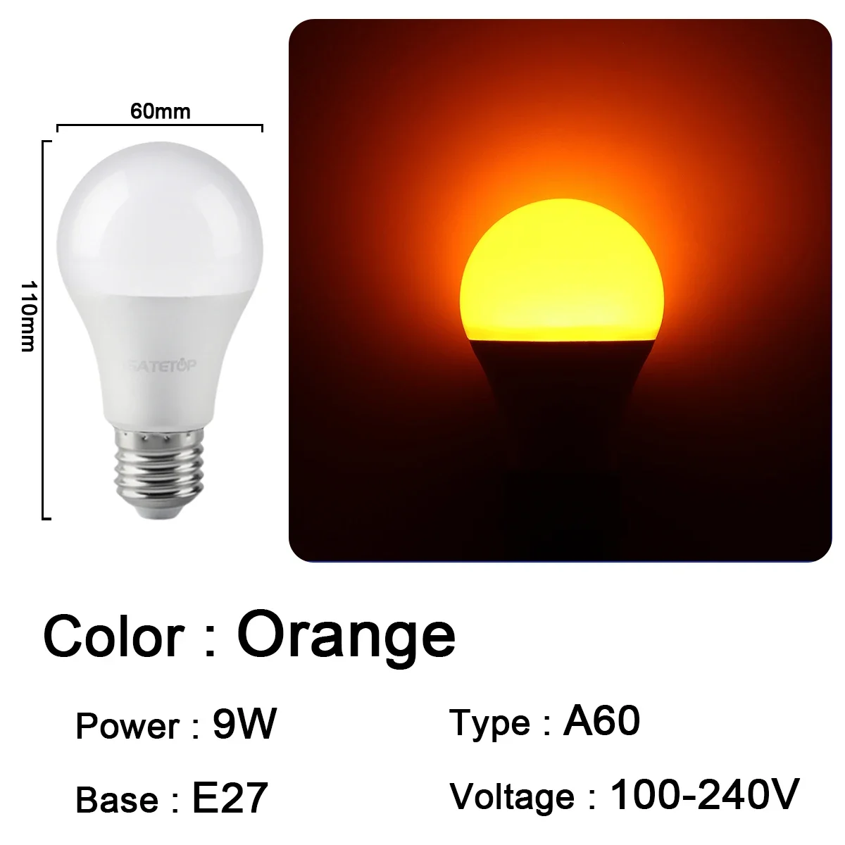 Bombillas Led (a60 E27 Naranja, 16 Unidades), Aptas Para Festivales, Karaokes, Bares Y Escaparates.