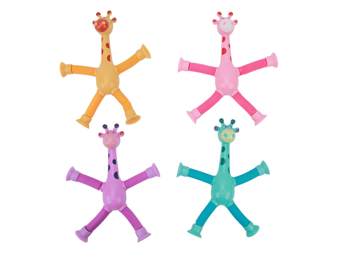 Juego De 4 Aspiradoras Telescópicas Con Luz, Diseño De Animalito Adorable, Educativas, Antiestrés Y Sensoriales, Para Niños Y Adultos - Jirafa