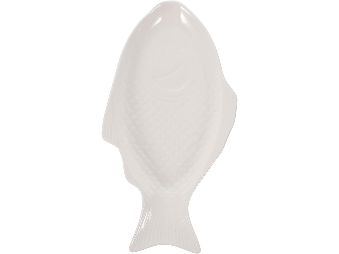 Plato De Porcelana Blanca Con Forma De Pez De 28 Cm Para Comidas Caseras.